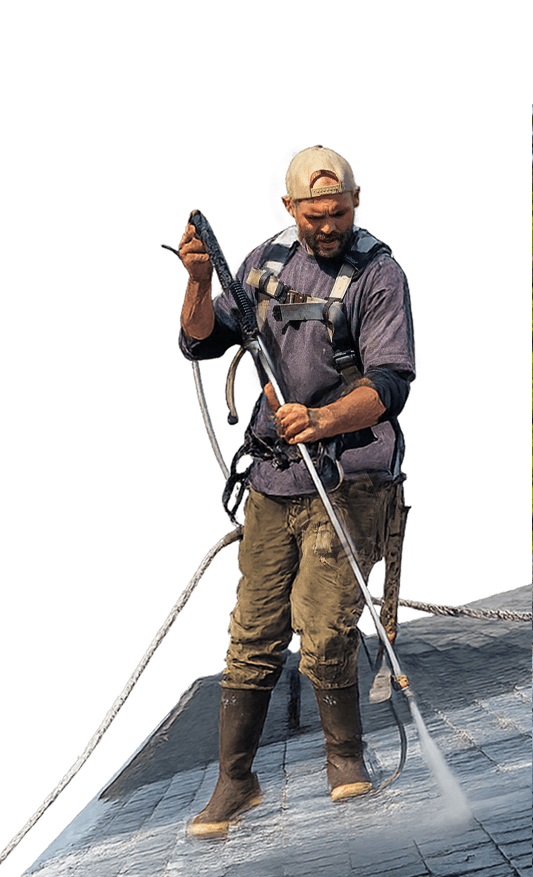 pressure washing a roof