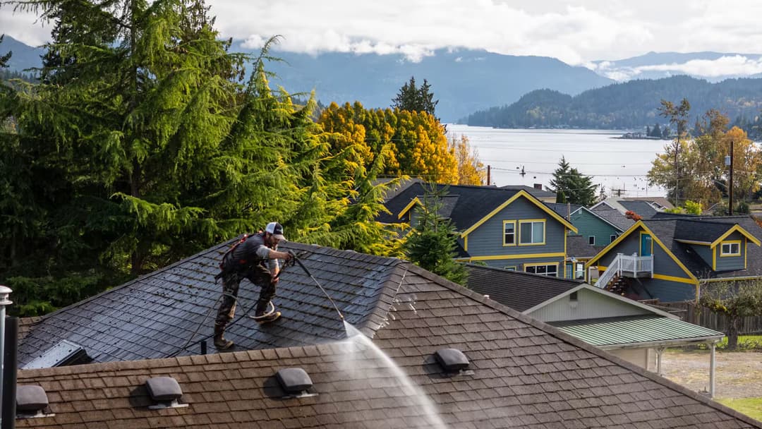 soft washing a roof