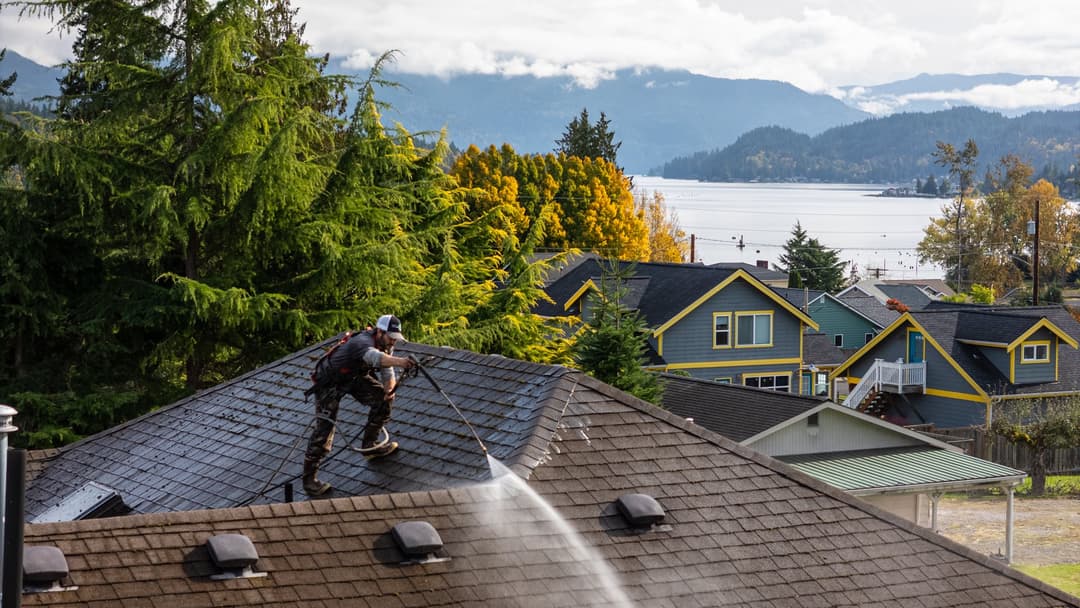 soft washing a roof