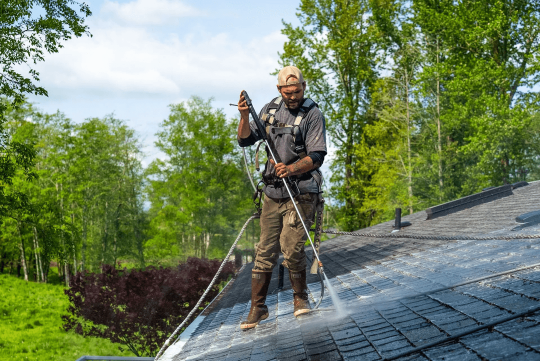 Soft washing a roof