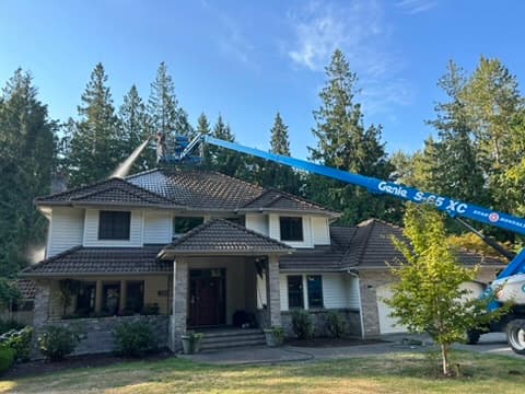 Soft washing a roof